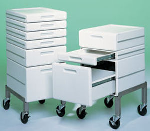 Lagerschrank - Terra Universal Inc. - auf Rollen / mit Schublade / Edelstahl