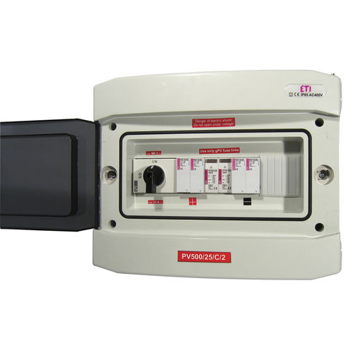 Verteilungs-Elektrogehäuse - max. 1 000 V, 25 A, IP 54 - ETI - voll ausgestattet / wandmontiert / Kunststoff