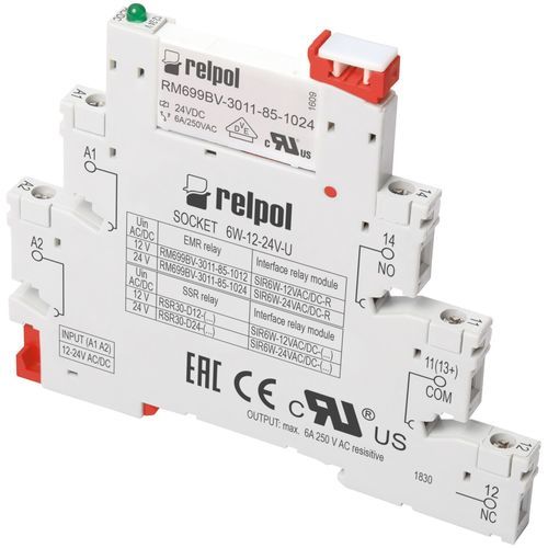 Elektromechanisches Relais / DC - SIR6 series - RELPOL - AC / Miniatur / für DIN-Schiene