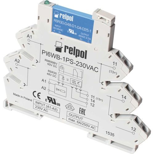 Statisches Relais / 24 VDC - PIR6WB-1PS series - RELPOL - AC / Miniatur / schmal
