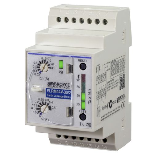 Fehlerstromschutzrelais - ELRM44V-3/2 - Broyce Control - 1NO / 1NO/NF / für DIN-Schiene
