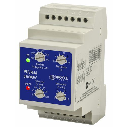 Unterspannungsschutzrelais - PUVR44 - Broyce Control - 2NO/NF / dreiphasig / für DIN-Schiene