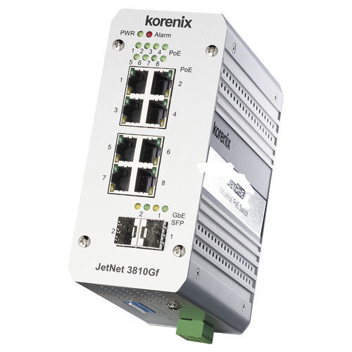 Ethernet-Switch / Verstärker - JetNet 3810Gf - Korenix Technology - unmanaged / 10 Ports / 10/100BaseT(X)