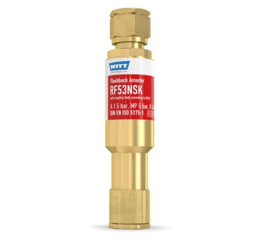 Flammenrückschlagsicherung für Schneid und Schweißarbeiten - RF53NSK - WITT-Gasetechnik - für die Glasindustrie / für Druckregler / für Wasserstoff