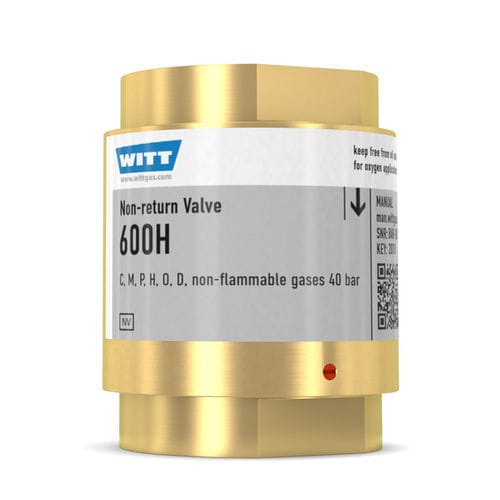 Sauerstoff-Rückschlagklappe - NV600H - WITT-Gasetechnik - für Gas / Messing