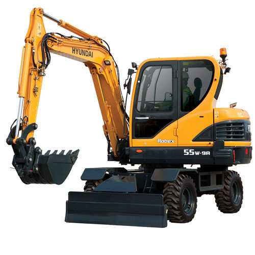 Minibagger - R55W-9A - Hyundai Construction Equipment Americas, Inc. - mit Gummireifen / Tier 4 Interim / für Baustellen