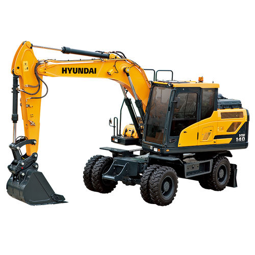 Mittelgroßer Bagger - HW140 - Hyundai Construction Equipment Americas, Inc. - mit Gummireifen / Tier 4 Final / für Baustellen