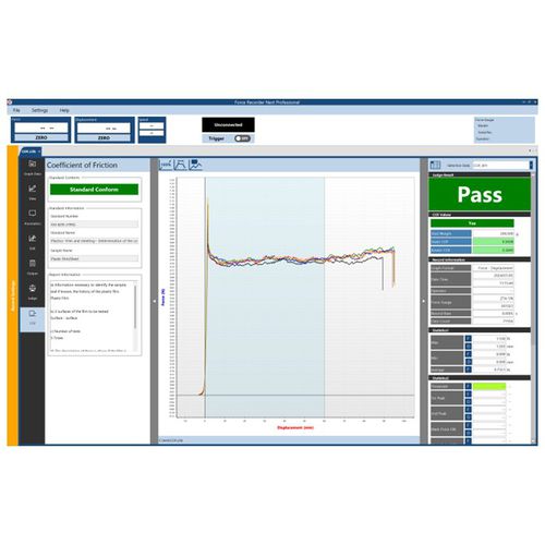 Softwaremodul für Abriebtest - IMADA - Berechnung / Kraftmessung / Plug-in