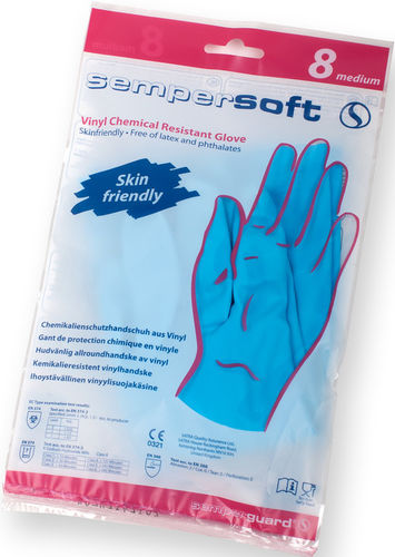 Laborhandschuh - Sempersoft - Sempermed - chemikalienbeständig / Vinyl / Baumwolle