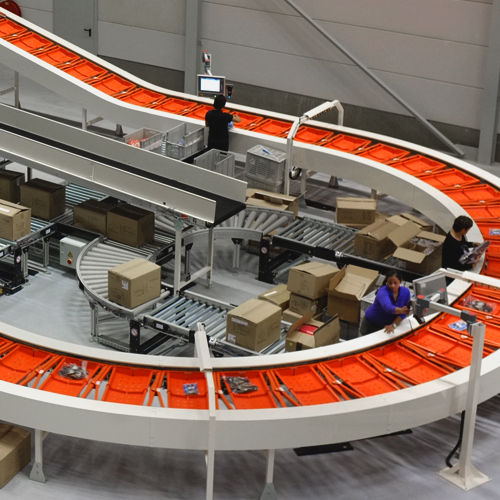 Sortier- und Kommissioniersystem / mit geteilten Platten - DEMATIC