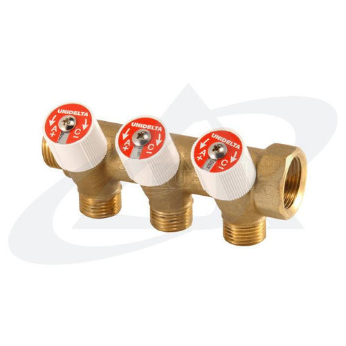 3-Wege-Verteilerblock - 4098 series - Unidelta S.p.A. - Messing / für Verteilungszwecke / für Heizungen