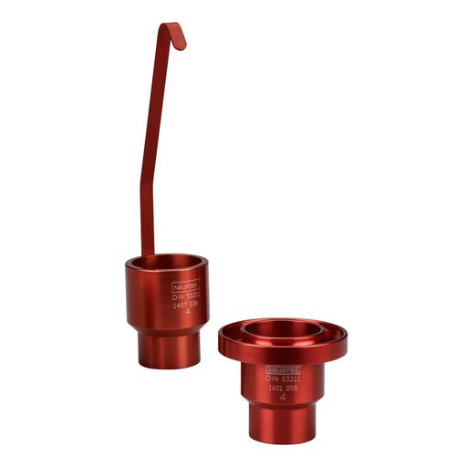 Auslaufbecher / DIN 53211 - 02011 series  - NEURTEK - anodisiertes Aluminium / mit Griff / zertifiziert