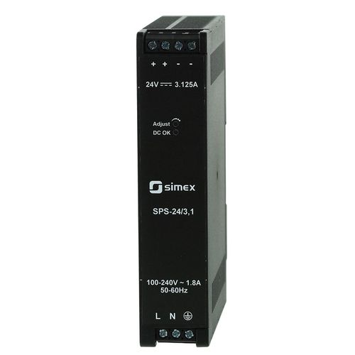 Stromversorgung für DIN-Schiene - SPS-24/3,1 - SIMEX Sp. z o.o. - AC/DC / Einfachausgang / einphasig