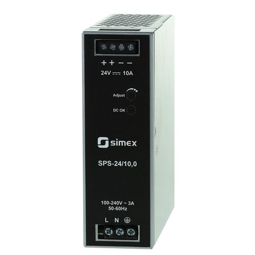 Stromversorgung für DIN-Schiene - SPS-24/10,0 - SIMEX Sp. z o.o. - AC/DC / Einfachausgang / mit Kurzschluss-Schutz
