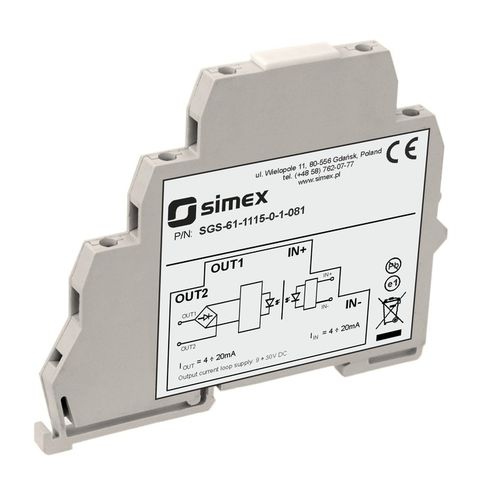 Analoger Signalwandler - SGS-61 series - SIMEX Sp. z o.o. - Transmitter / galvanisch getrennt / für DIN-Schiene