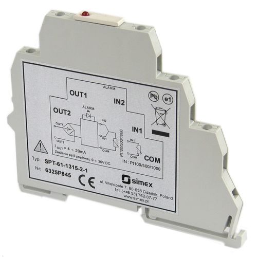 DIN-Schienen-Temperaturmessumformer - SPT-61 - SIMEX Sp. z o.o. - RTD / 3-Kabel / 4-20 mA