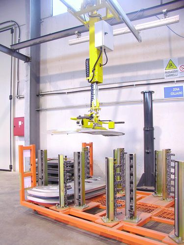 Pneumatischer Manipulatorarm - Atislinear - ATIS s.r.l. - Gabel / für Handling von Fahrzeugteilen / mit Schienenaufhängung