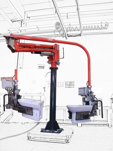 Pneumatischer Manipulator - ATISmirus 100 - ATIS s.r.l. - mit Greifsystem / für sanitäre Anlagen / Umschlag