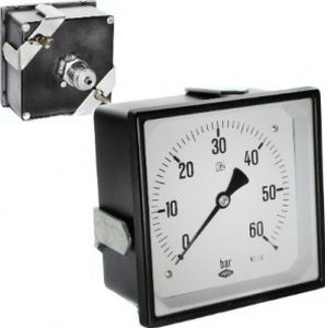 Manometer mit quadratischem Gehäuse - RQ144-3 - Manometer Preiss EMPEO-KBM OHG - analog / Edelstahl / Rohrfeder