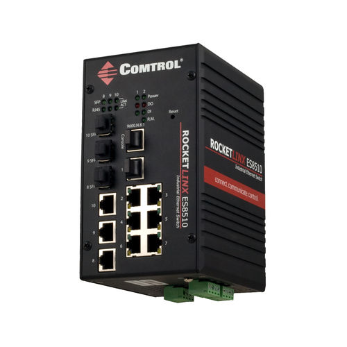 Ethernet-Switch / managed - RocketLinx ® ES8510-XT - Comtrol Corporation - 10 Ports / Gigabit-Ethernet / LWL