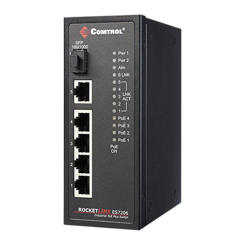 Ethernet-Switch / unmanaged - RocketLinx ® ES7206-XT - Comtrol Corporation - 6 Ports / Gigabit / für DIN-Schiene