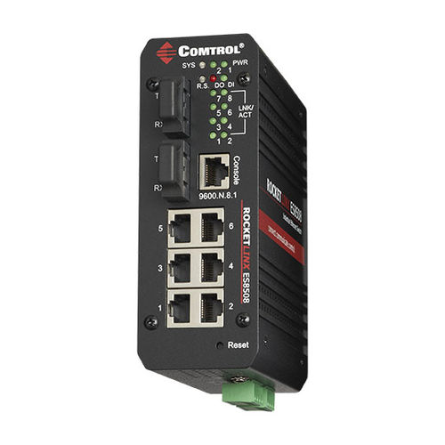 Managed-Umschalter/Stromrichter - RocketLinx ® ES8508F-S-XT - Comtrol Corporation - 8 Ports / LWL / Gigabit-Ethernet