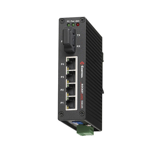 Ethernet-Switch / unmanaged - RocketLinx ES8105F-S-XT - Comtrol Corporation - 5 Ports / LWL / für DIN-Schiene