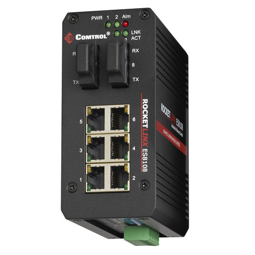 Ethernet-Switch / unmanaged - RocketLinx ES8108F-S-XT - Comtrol Corporation - 8 Ports / Gigabit-Ethernet / LWL
