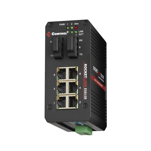 Ethernet-Switch / unmanaged - RocketLinx ES8108F-M-XT - Comtrol Corporation - 8 Ports / Gigabit-Ethernet / LWL