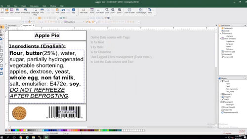 Management-Software - Allergen labeling - TEKLYNX - Steuerung / Datenbank / Inspektion