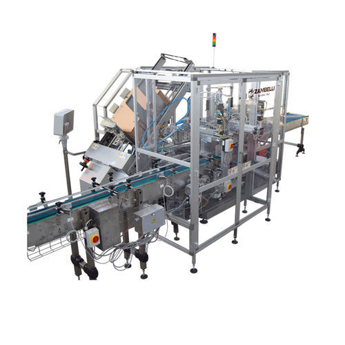 Kartonpacker / getaktete Funktion - AP200W  - Zambelli S.r.l. - zur Rundumetikettierung / PLC-gesteuert / Kisten