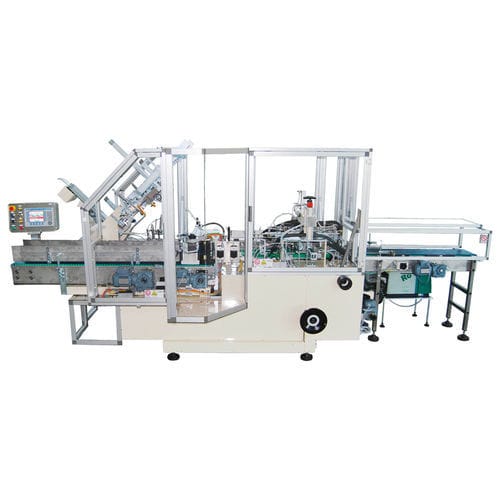Kartonpacker / getaktete Funktion - AP200W - Zambelli S.r.l. - zur Rundumetikettierung / PLC-gesteuert / für Karton
