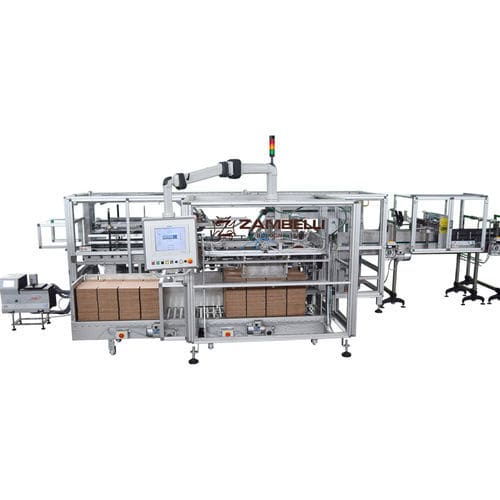 Kartonpacker zur Rundumetikettierung - WR Series - Zambelli S.r.l. - automatisch / PLC-gesteuert / für Flaschen