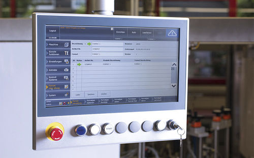 HMI mit Touchscreen - JW Verpackungstechnik GmbH - mit Trägerarm / USB / Anzeige