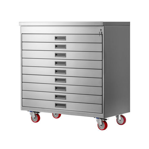 Lagerschrank - 9C Wide - ADAMUS - auf Rollen / 9-Schubladen / Edelstahl