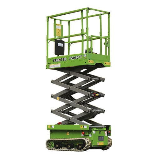 Scherenarbeitsbühne auf Raupen - FS0507T - Fronteq (Changzhou) Machinery Co., Ltd. - elektrisch / Innen- und Außenbereich / für Lagerhallen