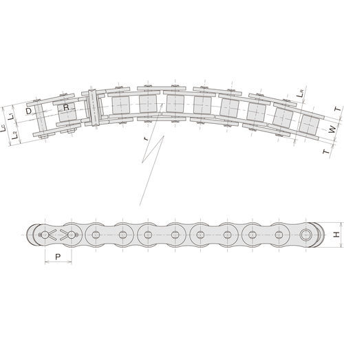 Seitenbogenkette - SB - Sugiyama Chain Co., Ltd. - für Antrieb / Stahl / ANSI