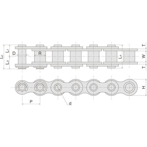 Edelstahlkette - SS HP - Sugiyama Chain Co., Ltd. - für Antrieb / mit Hohlachse / ANSI