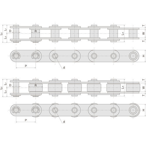 Edelstahlkette - SS HP - Sugiyama Chain Co., Ltd. - für Antrieb / langgliedrige / mit Hohlachse