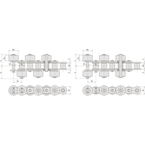 Kette für Antrieb - SR - Sugiyama Chain Co., Ltd. - Kohlenstoffstahl / Kunststoff / Rollen