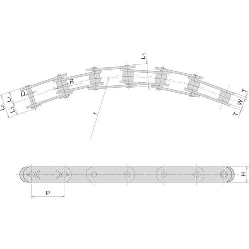 Seitenbogenkette - SB - Sugiyama Chain Co., Ltd. - für Antrieb / Stahl / Rollen