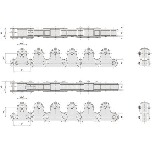 Kette für Antrieb - TR - Sugiyama Chain Co., Ltd. - Stahl / Rollen / mit Halterungen