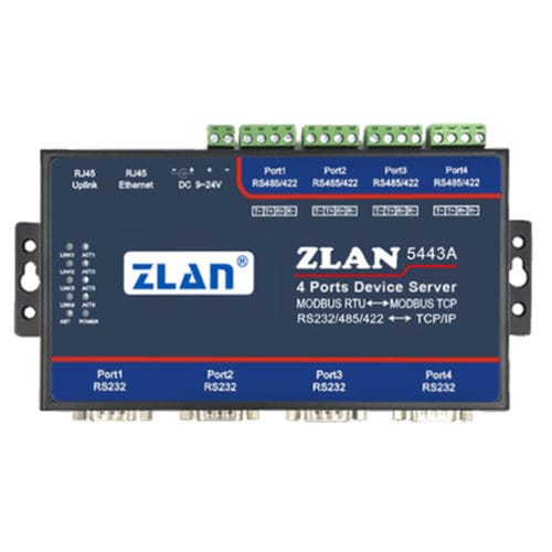Serie-Geräteserver - ZLAN5443A - Shanghai ZLAN Information Technology Co.,Ltd - Modbus / Ethernet / 4 Ports