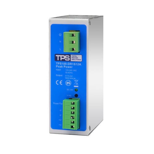 Stromversorgung für DIN-Schiene - TPS100-DR1S12A - TPS Elektronik GmbH - AC/DC / Doppelausgang / einphasig