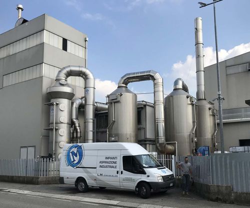 Festinstallierter Absaugarm - L.M. TECNOLOGIE DELL’ARIA SRL - Knickarm / Staub / für Gas