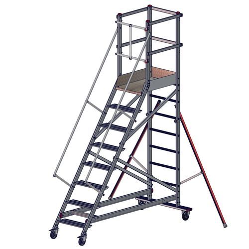 Aluminium-Trittleiter - EMG 55 - FORTAL - mit 10 Stufen
