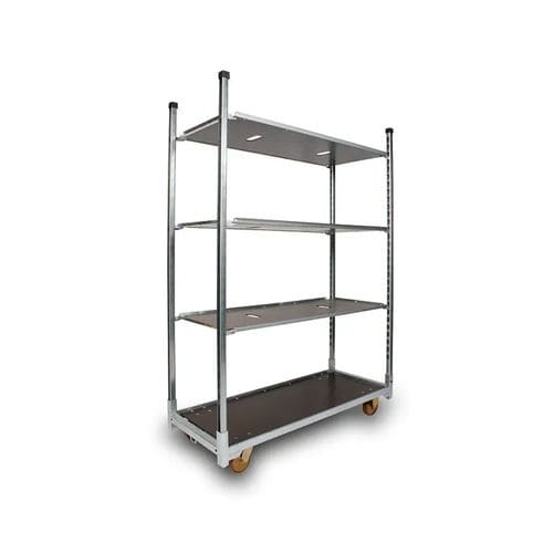 Wagen für Kommissionierstation - PFNE00011 - HDF Emballages - verzinkter Stahl / Fachböden / mit Lenkrolle
