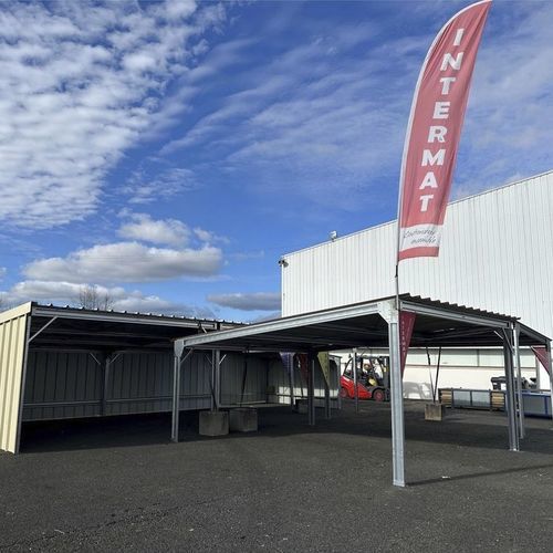 Modulares Gebäude - Intermat Mekabat - Landwirtschaft / Ausstellung / Stahl-Dachstuhl