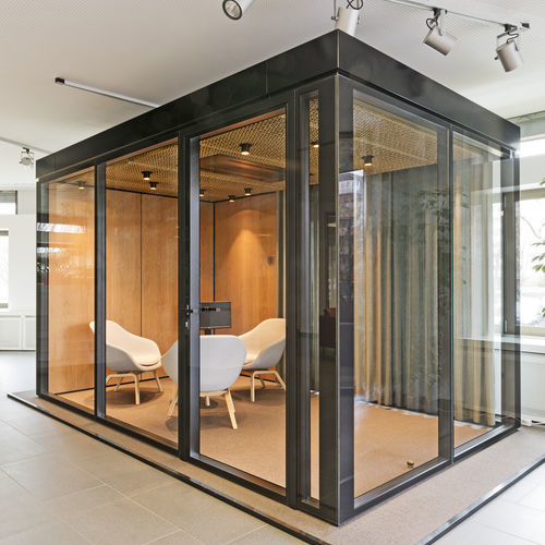 Modulierbares Raum-in-Raum-System - Cube duo - Lindner Group - Akustik / Aluminium / Glas