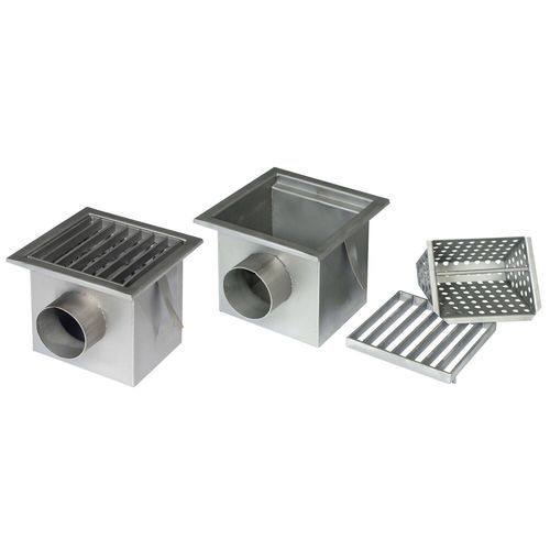 Edelstahl-Siphon - Schweyer - bodenstehend / mit quadratischem Tank